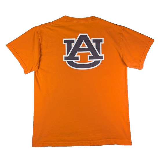 Auburn War Eagle T-Shirt Medium Men's Short Sleeve Cotton Orange Tee Pro Weight - Picture 2 of 9